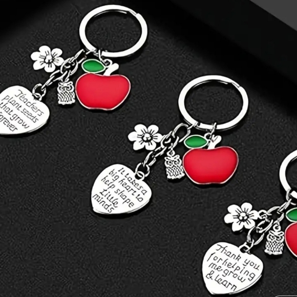 Teacher or Aid, Student gift, purse charm Key Chain Apple - Picture 3 of 4